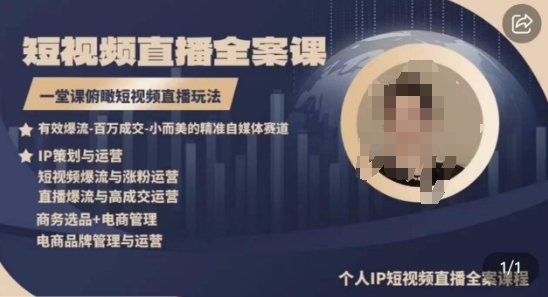 高品质IP短视频直播全案课程，一堂课俯瞰短视频直播玩法-紫橙资源网