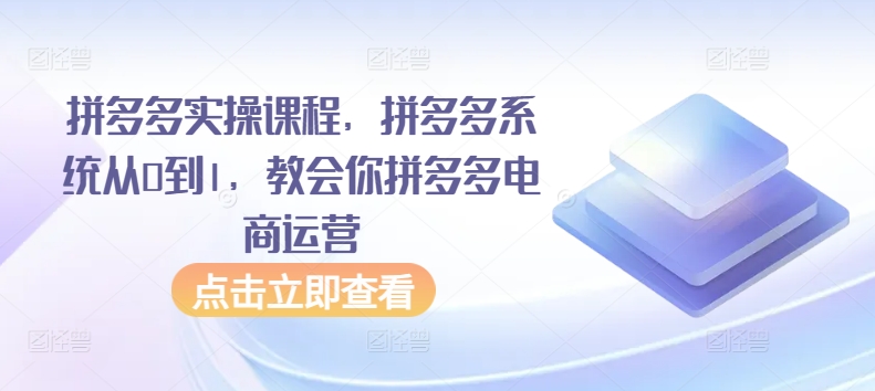 拼多多实操课程，拼多多系统从0到1，教会你拼多多电商运营-紫橙资源网