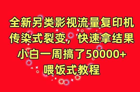 全新另类影视流量复印机，传染式裂变，快速拿结果，小白一周搞了50000+，喂饭式教程-紫橙资源网