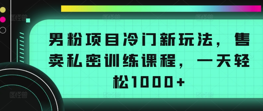 男粉项目冷门新玩法，售卖私密训练课程，一天轻松1000+-紫橙资源网