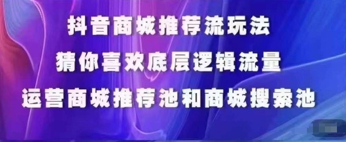 抖音商城运营课程，猜你喜欢入池商城搜索商城推荐人群标签覆盖-紫橙资源网