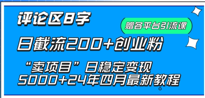抖音评论区8字日截流200+创业粉 “卖项目”日稳定变现5000+-紫橙资源网