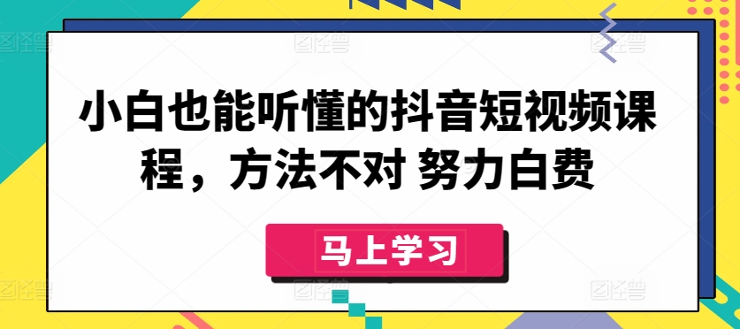 小白也能听懂的抖音短视频课程，方法不对 努力白费-紫橙资源网