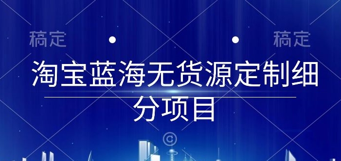 淘宝蓝海无货源定制细分项目，从0到起店实操全流程-紫橙资源网