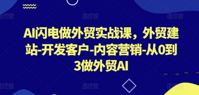 AI闪电做外贸实战课，​外贸建站-开发客户-内容营销-从0到3做外贸AI-紫橙资源网