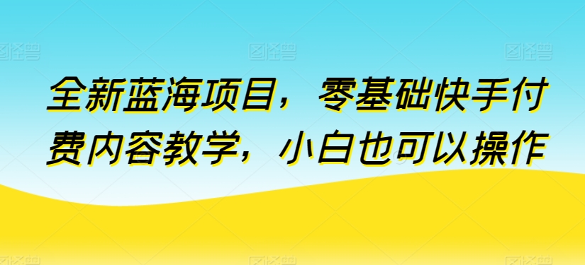 全新蓝海项目，零基础快手付费内容教学，小白也可以操作-紫橙资源网