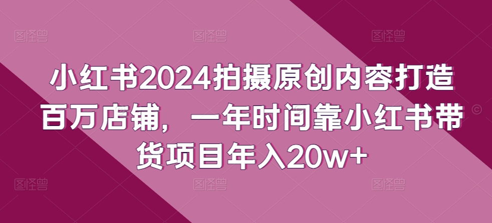 小红书2024拍摄原创内容打造百万店铺，一年时间靠小红书带货项目年入20w+-紫橙资源网