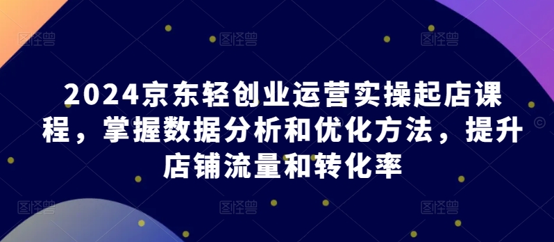 2024京东轻创业运营实操起店课程，掌握数据分析和优化方法，提升店铺流量和转化率-紫橙资源网