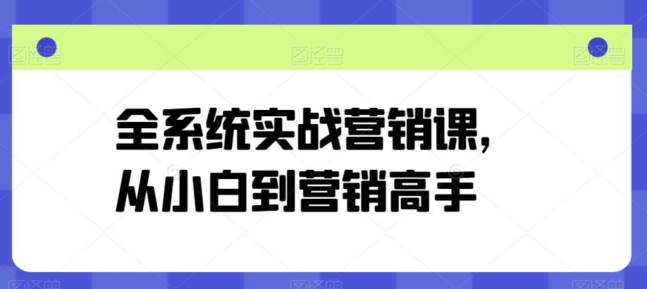 全系统实战营销课，从小白到营销高手-紫橙资源网
