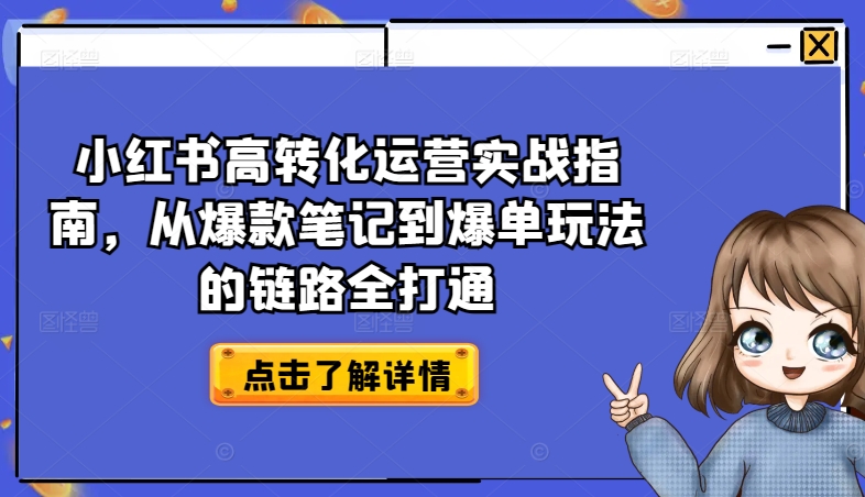 小红书高转化运营实战指南，从爆款笔记到爆单玩法的链路全打通-紫橙资源网