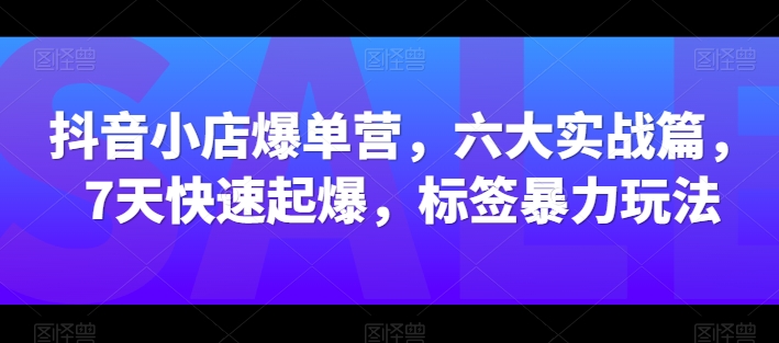 抖音小店爆单营，六大实战篇，7天快速起爆，标签暴力玩法-紫橙资源网