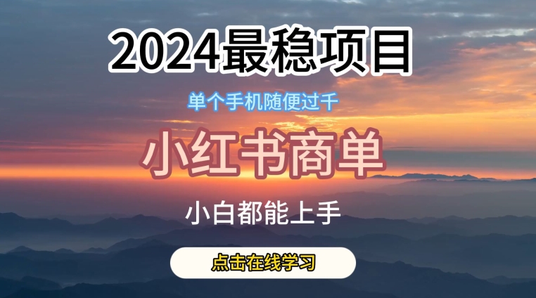 2024最稳蓝海项目，小红书商单项目，没有之一-紫橙资源网