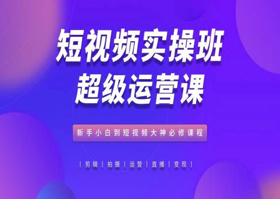 短视频实操班超级运营课，新手小白到短视频大神必修课程-紫橙资源网