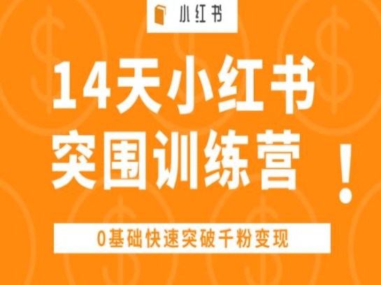 14天小红书突围训练营 ，0基础快速突破千粉变现-紫橙资源网