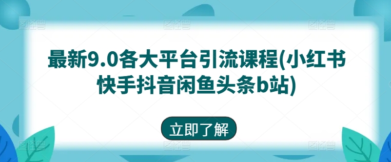 最新9.0各大平台引流课程(小红书快手抖音闲鱼头条b站)-紫橙资源网