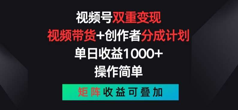 视频号双重变现，视频带货+创作者分成计划 , 操作简单，矩阵收益叠加【揭秘】-紫橙资源网