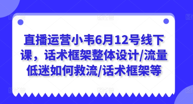 直播运营小韦6月12号线下课，话术框架整体设计/流量低迷如何救流/话术框架等-紫橙资源网