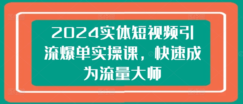 2024实体短视频引流爆单实操课，快速成为流量大师-紫橙资源网
