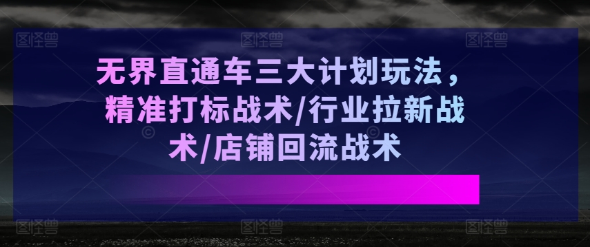 无界直通车三大计划玩法，精准打标战术/行业拉新战术/店铺回流战术-紫橙资源网