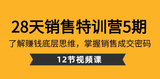 28天销售特训营5期：了解赚钱底层思维，掌握销售成交密码-紫橙资源网