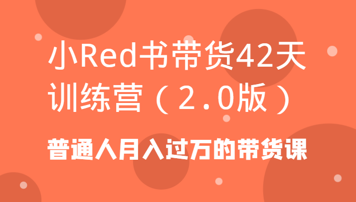 小Red书带货42天训练营普通人月入过万的带货课-紫橙资源网