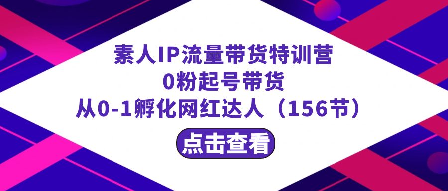 繁星·计划素人IP流量带货特训营：0粉起号带货 从0-1孵化网红达人-紫橙资源网
