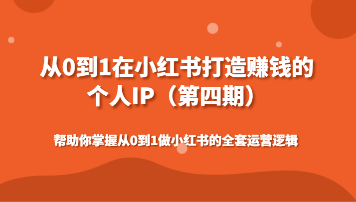 从0到1在小红书打造赚钱的个人IP帮助你掌握从0到1做小红书的全套运营逻辑-紫橙资源网