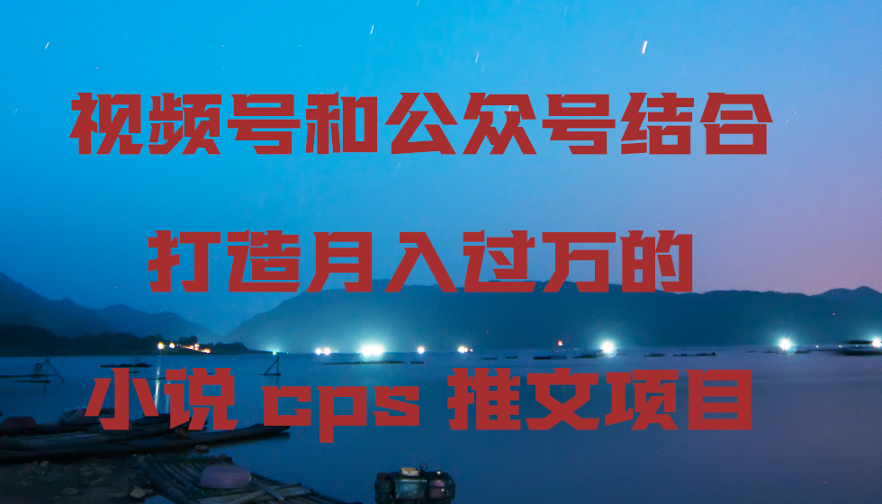 视频号和公众号结合打造月入过万的小说cps推文项目，包括市面上面的各种思路详解-紫橙资源网