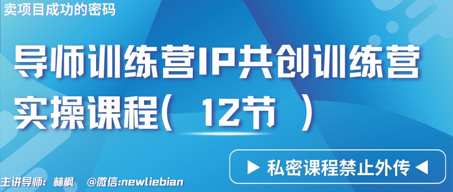 导师训练营3.0IP共创训练营私密实操课程-卖项目的密码成功秘诀-紫橙资源网
