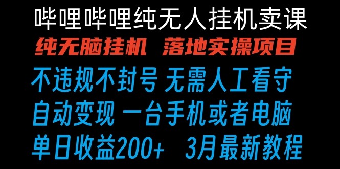 哔哩哔哩纯无脑挂机卖课 单号日收益200+ 手机就能做-紫橙资源网