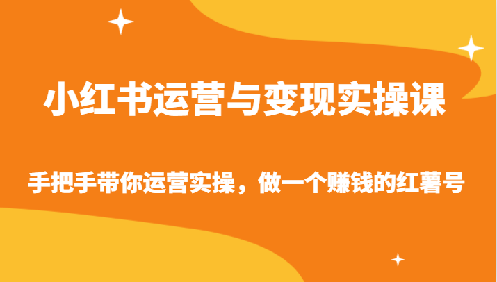 小红书运营与变现实操课-手把手带你运营实操，做一个赚钱的红薯号-紫橙资源网