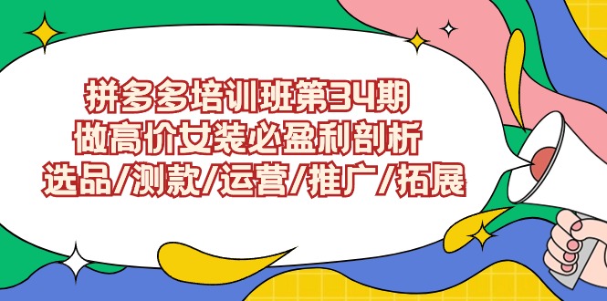 拼多多培训班第34期：做高价女装必盈利剖析 选品/测款/运营/推广/拓展-紫橙资源网