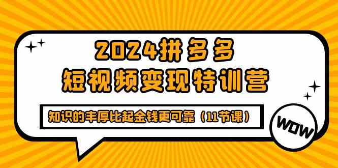 2024拼多多短视频变现特训营，知识的丰厚比起金钱更可靠-紫橙资源网