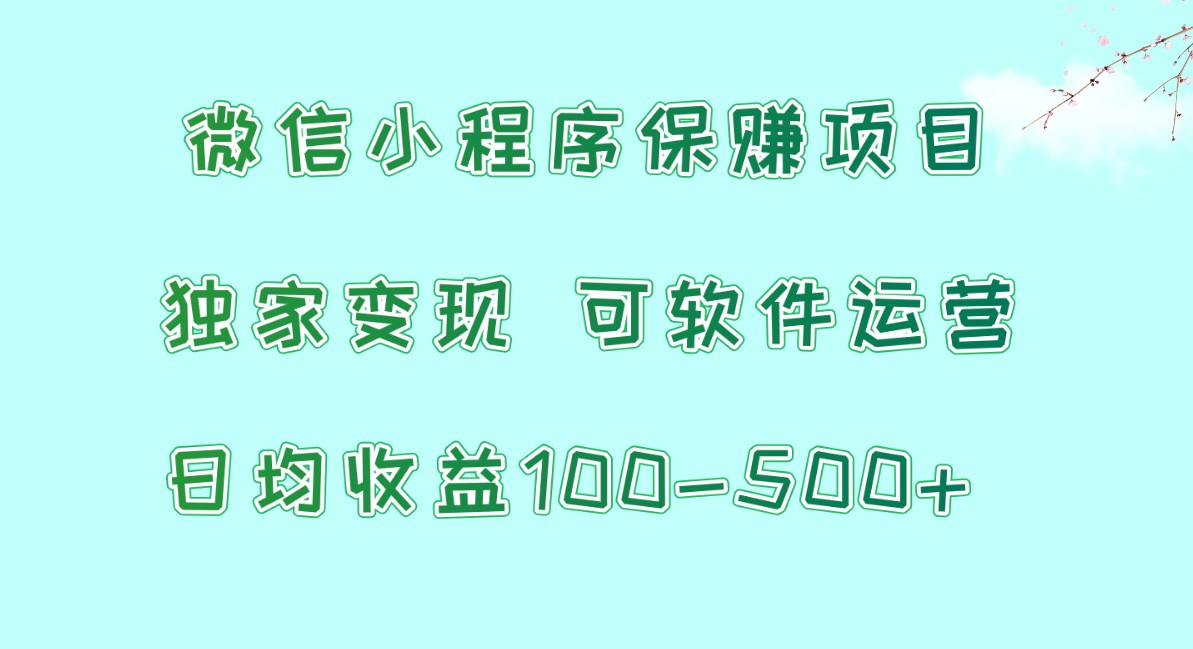微信小程序保赚项目，日均收益100~500+，独家变现，可软件运营-紫橙资源网