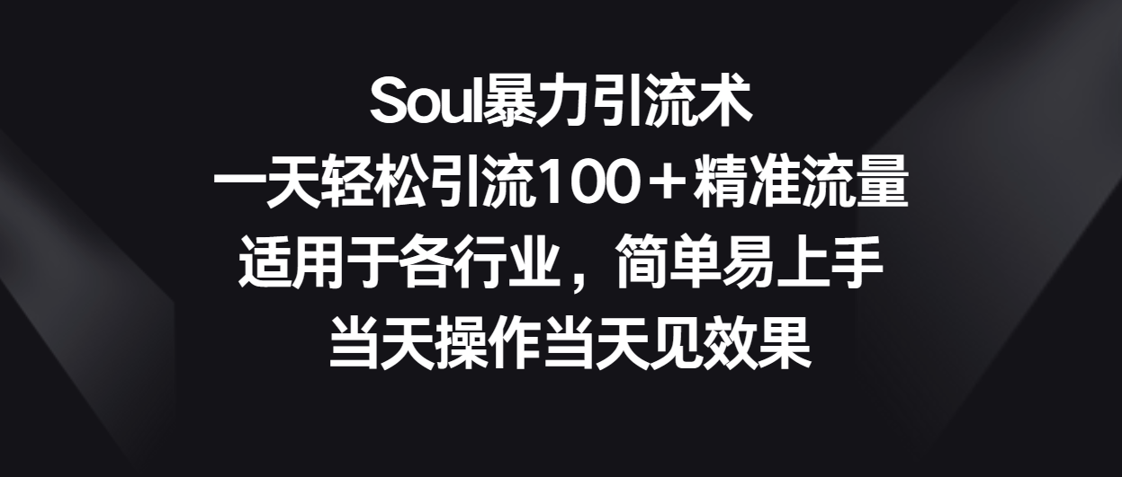 Soul暴力引流术，一天轻松引流100＋精准流量，适用于各行业，简单易上手！-紫橙资源网