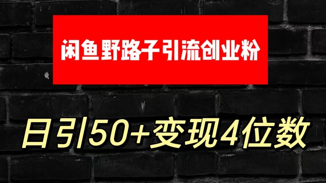 大眼闲鱼野路子引流创业粉，日引50+单日变现四位数-紫橙资源网