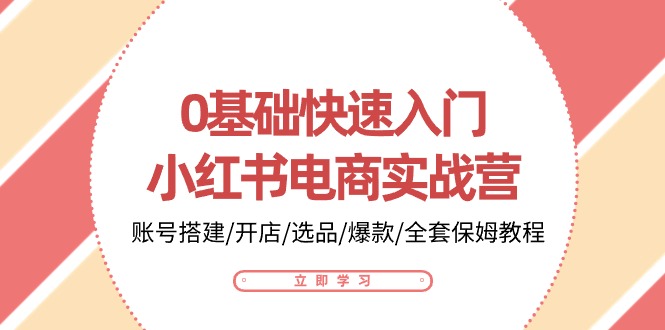 0基础快速入门小红书电商实战营：账号搭建/开店/选品/爆款/全套保姆教程-紫橙资源网