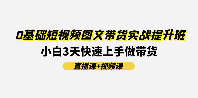 0基础短视频图文带货实战提升班，小白3天快速上手做带货(直播课+视频课)-紫橙资源网
