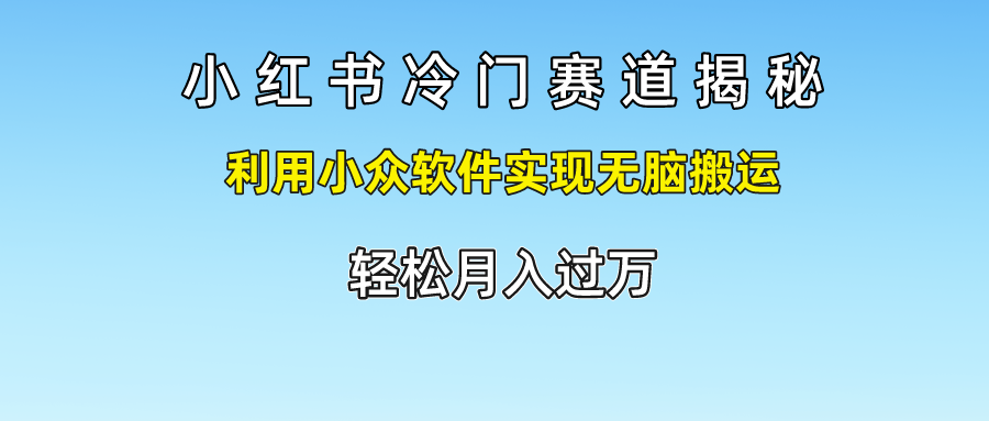 小红书冷门赛道揭秘,利用小众软件实现无脑搬运，轻松月入过万-紫橙资源网