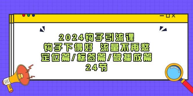 2024钩子引流课：钩子下得好流量不再愁，定位篇/标签篇/破播放篇/24节-紫橙资源网