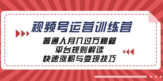 视频号运营训练营：普通人月入过万秘籍，平台规则解读，快速涨粉与变现-紫橙资源网