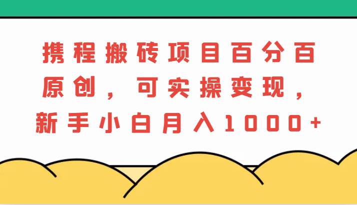 携程搬砖项目，百分百原创，可实操变现，新手小白月入1000+-紫橙资源网