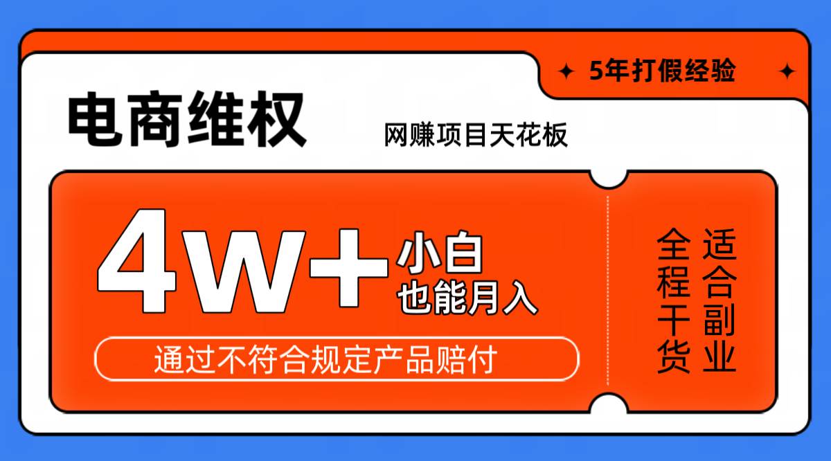 网赚项目天花板电商购物维权月收入稳定4w+独家玩法小白也能上手-紫橙资源网
