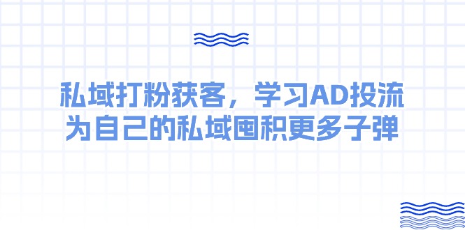 某收费课：私域打粉获客，学习AD投流，为自己的私域囤积更多子弹-紫橙资源网