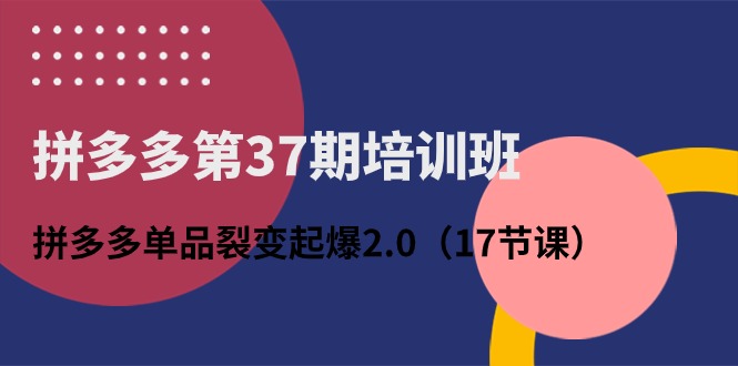 拼多多第37期培训班：拼多多单品裂变起爆2.0（17节课）-紫橙资源网