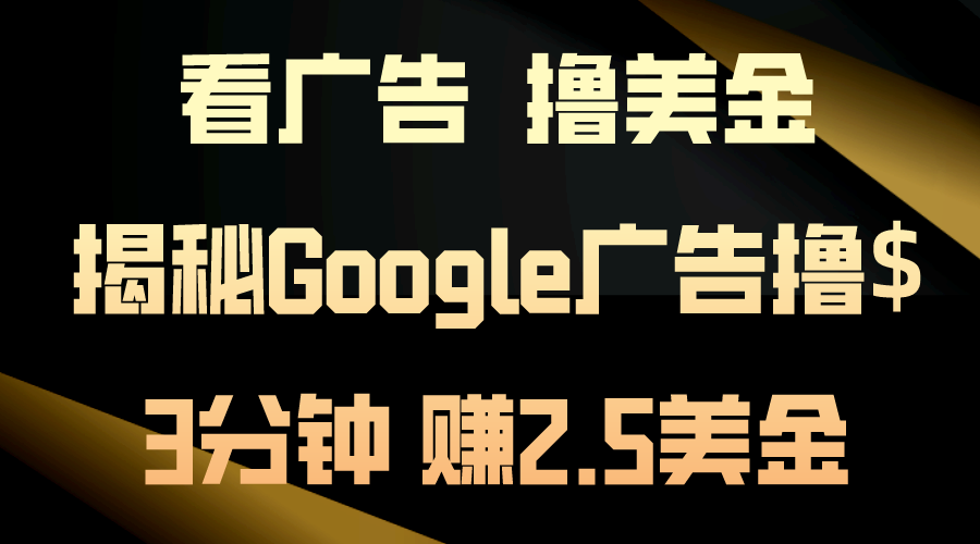 看广告，撸美金！3分钟赚2.5美金！日入200美金不是梦！揭秘Google广告...-紫橙资源网
