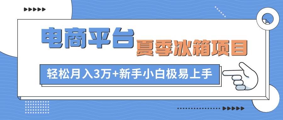 电商平台夏季冰箱项目，轻松月入3万+，新手小白极易上手-紫橙资源网