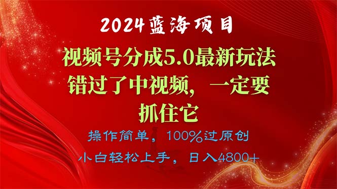 2024蓝海项目，视频号分成计划5.0最新玩法，错过了中视频，一定要抓住...-紫橙资源网