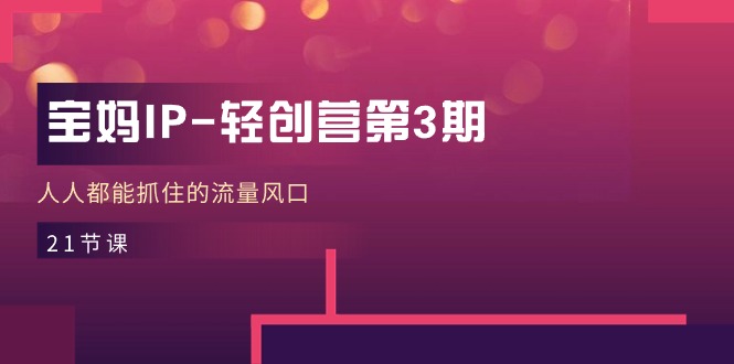 宝妈IP-轻创营第3期，人人都能抓住的流量风口（21节课）-紫橙资源网