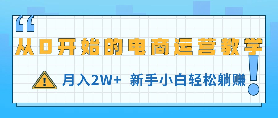 从0开始的电商运营教学，月入2W+，新手小白轻松躺赚-紫橙资源网